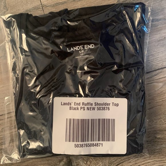 NWT LANDS' END RUFFLE SHOULDER TOP BLACK PS (PETITE SMALL) 6-8 - Picture 6 of 9